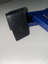 Polo Ralph Lauren Men&#39;s Black Pebbled Leather Money Clip Gift Box Set - £31.10 GBP