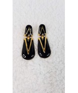 Vintage Monet Stud Earrings Gold Tone Black Enamel 2&quot; Hanging Hinges - £11.82 GBP