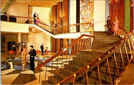 1950s Kiamesha Lake, New York Postcard THE CONCORD HOTEL Lobby / Stairway View - £2.23 GBP