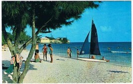 Barbados Caribbean Island Postcard Rockley Beach People On Beach - £3.10 GBP