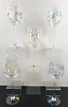 5 Pc Lenox Floral Spirit Tulip Wine Mixed Set Vintage Clear Flowers Stem... - $68.97