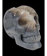 3 &quot; Grey Agate Geode Carved Crystal Skull Realistic Gemstone Carving - $922.02 MXN