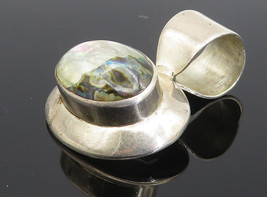 DESIGNER 925 Sterling Silver - Vintage Abalone Shell Oval Drop Pendant - PT6228 - £46.22 GBP
