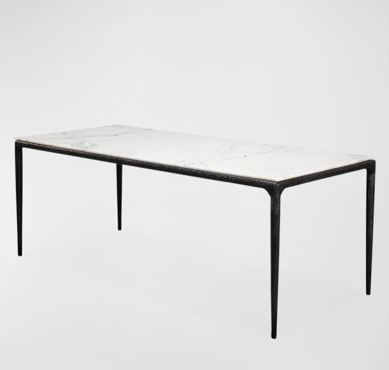 NEW Restoration Thaddeus Hardware STYLE Forged Iron & Marble Dining Table - $3,361.05