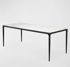 NEW Restoration Thaddeus Hardware STYLE Forged Iron &amp; Marble Dining Table - $3,361.05