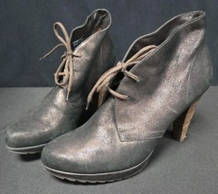 Paul Green Bootie Size 7.5 Bronze Metallic Suede Heel Platform Boots Shoes - $49.95