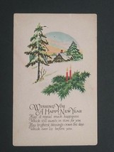 Wishing You A Happy New Year Scenic View JPNY Vtg UNP Mica Postcard c1920s  - £6.38 GBP