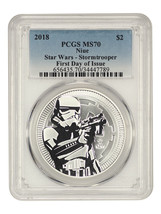 Niue: 2018 Star Wars Stormtrooper $2 PCGS MS70 (First Day of Issue) - £139.84 GBP
