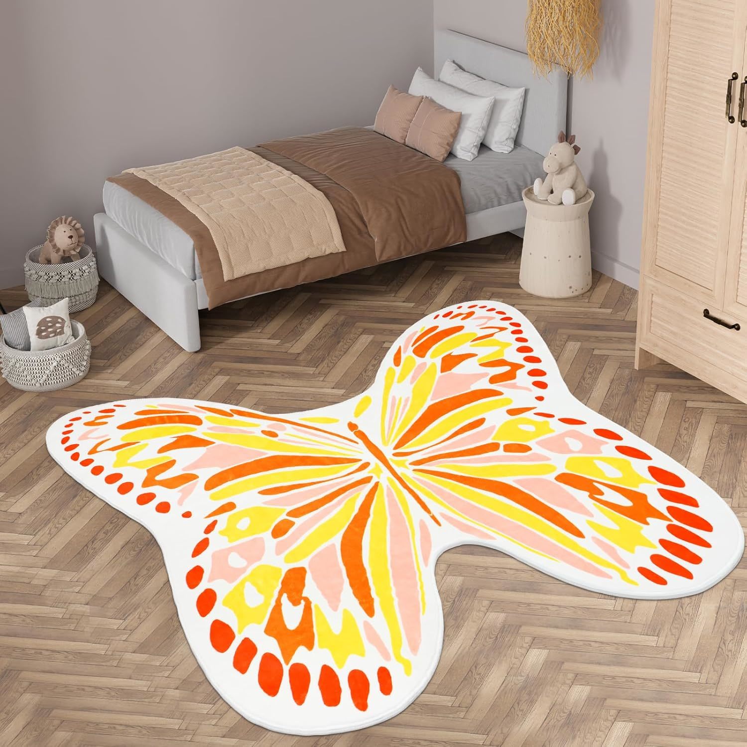 Butterfly Kids Rugs 45.3Ft Ultra Soft Low Pile Kids Play Mat For Kids Playoom Wa