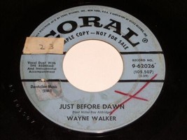 Wayne Walker After The Boy Gets The Girl Just Before Dawn 45 Rpm Record Coral - £9.56 GBP