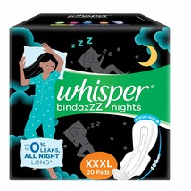 Whisper Bindazzz Nights Sanitary Pads for Women XXXL 20 Napkins FREE SHIP - £40.46 GBP
