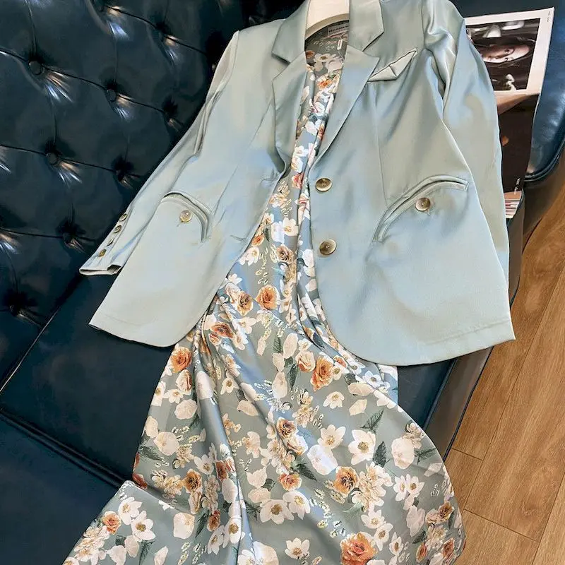 Blazer Dress Sets Women Elegant  Two-Piece Suits Spring Autumn Fried  Suit Jacke - £179.83 GBP