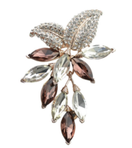 Flower cluster brooch vintage look celebrity designer gold silver plated pin g69 - £17.29 GBP