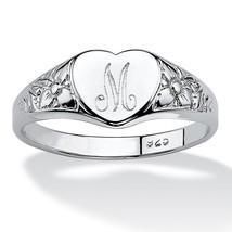 Womens Personalized Initial Sterling Silver Heart Ring Size 5 6 7 8 9 10 - £64.13 GBP