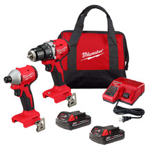 Milwaukee 3692-22CT M18 18V Compact Brushless 2 Tool Drill/Driver Combo Kit - £234.40 GBP