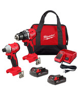 Milwaukee 3692-22CT M18 18V Compact Brushless 2 Tool Drill/Driver Combo Kit - £233.10 GBP