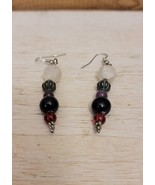 Vintage Handmade Earrings Folk Art Costume Jewelry Round Dangles - $27.56 CAD