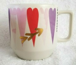 STARBUCKS 2016 Painted Hearts Coffee Cup Mug Purple Red Pink Valentines - £10.24 GBP