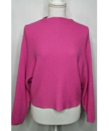 Leith Bat Sleeve Crop Sweater Womens Bright Pink Boat Neck Wool Blend So... - $17.32