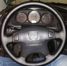 Black Artificial Leather Car Steering Wheel Cover For Honda Crv Cr-v 199... - $19.99