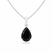 10x7mm Pear-Shaped Black Onyx Solitaire Pendant in Silver - £119.99 GBP
