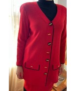 Steve Fabrikant Neiman Marcus Skirt Suit Small Red Wool Knit Suit Skirt Set - £119.76 GBP