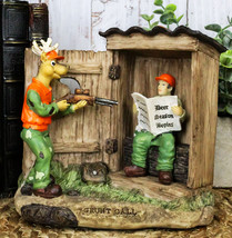 Rustic Deer With Rifle Jumping A Hunter With Newspapers In Outhouse Figu... - £23.97 GBP