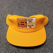 Vintage Sweeney Bros Tractor INC Trucker Hat Yellow Mesh 90s Y2K Cap Pat... - $23.17