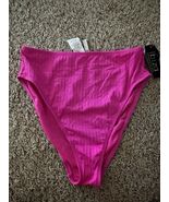 Ibiza Bikini Bottom Womens Size Large High Waist Ribbed Pink Fuchsia - $20.69 CAD