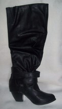 Qupid Priority-32 Vegan Leather Strappy Knee High Stacked Heel Boot sz 5.5 new - £51.14 GBP