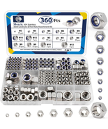 360-Pc Metric Hex &amp; Locknuts Kit - 304 Stainless Steel Nylock Nuts Assorted - $625.42 MXN