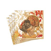 Caspari Woodland Turkey Paper Cocktail Napkins - 20 Per Package, 4 Packs - $25.65