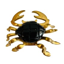 Vintage Black Stone Gold Tone Crab Brooch - £19.77 GBP