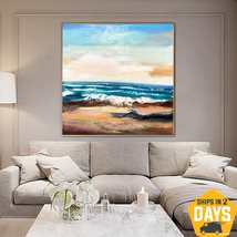 Modern Seascape Painting On Canvas Blue Ocean Coastal Blue Decor | OCEAN... - £311.87 GBP