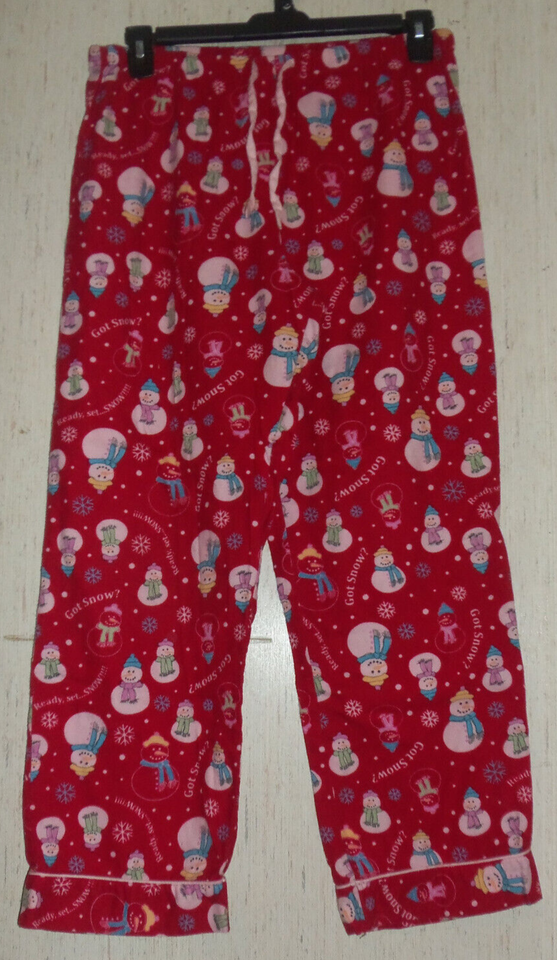 EXCELLENT WOMENS adonna &quot;Got Snow?&quot; RED W/ SNOWMEN FLANNEL PAJAMA PANT  ... - $18.65