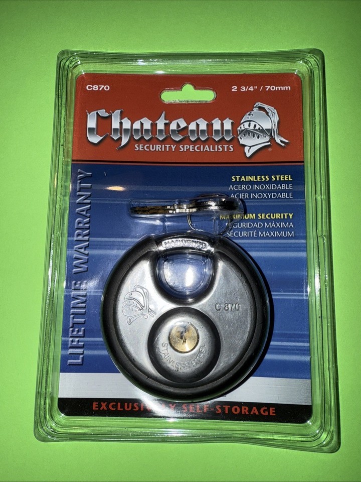 Round Disc LOCK Padlock 2 Keyed Alike keys Stainless Steel 2 (2 3/4&quot;) 5-Pin - $3.95