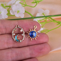 10pcs Sun Moon Star pearl Metal Enamel Charms for Earring  Bracelet DIY Jewelry  - £4.75 GBP