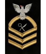 USN  RATING BADGE ISC INTELLIGENCE SPECIALIST CPO E-7 GOLD ON BLACK MALE - $9.85