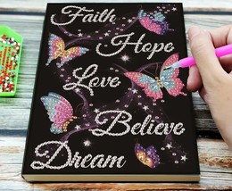 DIY Diamond Painting Cover Faith Hope Love Believe Dream Journal/Notebook  - $365.85 MXN