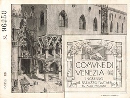 Ingresso Biglietto To The Doge&#39;s Palace E Carceri IN Venice Italia 1920/30 - £7.86 GBP