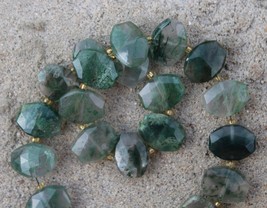 Natural, 20 pieces faceted moss Agate briolette ovals beads, 10x13 mm App, whole - £54.91 GBP