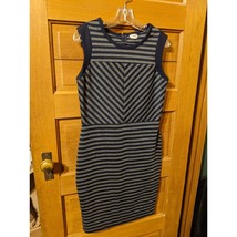 Merona Size Medium Dress Sleeveless Blue Gray Navy Fitted Modest Womens - £11.79 GBP