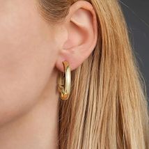 Clip On Unique Pattern Earring 14k Yellow Gold Plated Women&#39;s Hoop - £79.92 GBP