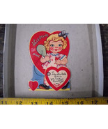 1930-1940 vintage Unused Die Cut Valentine&#39;s day Card Blonde Girl With P... - $183.94 MXN