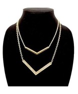 Guess Vee Collar Necklace With 2 Strands and Chevrons, Gold Tone, Rhines... - £10.63 GBP