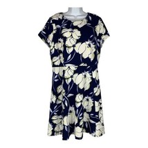 Eliza J Women&#39;s Blue Floral Fit &amp; Flare Round Neck Short Sleeved Dress S... - £15.44 GBP