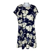 Eliza J Women&#39;s Blue Floral Fit &amp; Flare Round Neck Short Sleeved Dress Size 14 - £15.69 GBP