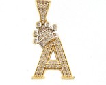 &quot;a&quot; Unisex Charm 14kt Yellow and White Gold 345419 - £127.87 GBP