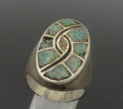 NAVAJO 925 Silver - Vintage Antique Turquoise Cocktail Ring Sz 12.5 - RG... - $121.18