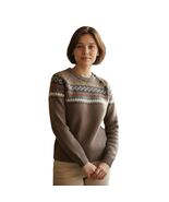 Boden Brown Wool Blend Fair Isle Cable Knit Crewneck Sweater Jumper US 1... - $149.99